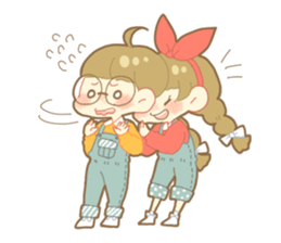 Boy and girl in an overall sticker #10857119