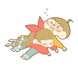 Boy and girl in an overall sticker #10857124