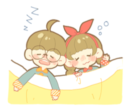 Boy and girl in an overall sticker #10857126