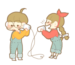 Boy and girl in an overall sticker #10857127
