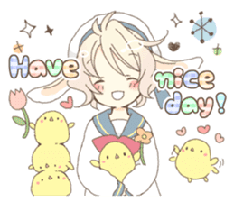 Rabbit ear boy Nicola sticker #10858325