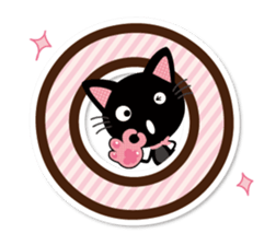 Black cat and white cat.  Decakawa-moji. sticker #10866208