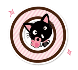 Black cat and white cat. Decakawa-moji. sticker #10866208