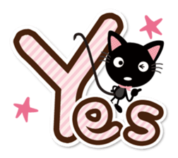 Black cat and white cat.  Decakawa-moji. sticker #10866211