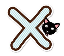 Black cat and white cat. Decakawa-moji. sticker #10866212