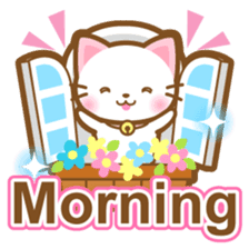 White&pink colored Cat-English- sticker #10877880