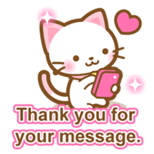 White&pink colored Cat-English- sticker #10877888