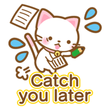 White&pink colored Cat-English- sticker #10877889