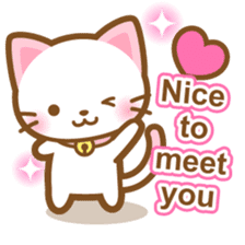 White&pink colored Cat-English- sticker #10877890
