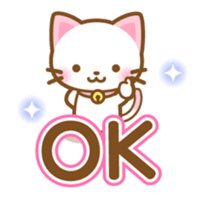 White&pink colored Cat-English- sticker #10877892