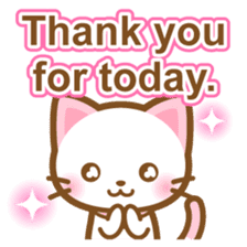 White&pink colored Cat-English- sticker #10877903