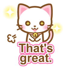 White&pink colored Cat-English- sticker #10877908