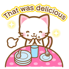White&pink colored Cat-English- sticker #10877911