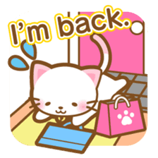 White&pink colored Cat-English- sticker #10877914