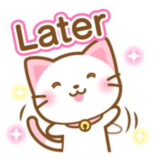 White&pink colored Cat-English- sticker #10877919