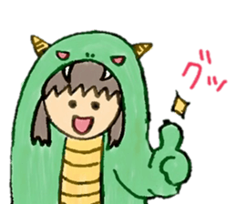 Girl wearing the costume of the Monster sticker #10882986