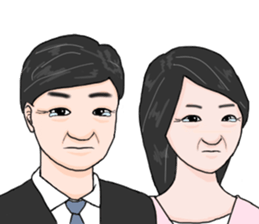 A father and a mother are seeing you. sticker #10891836