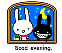 White rabbit and black rabbit (English) sticker #10894963
