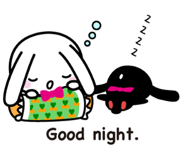 White rabbit and black rabbit (English) sticker #10894967