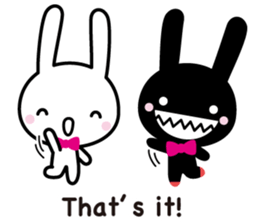 White rabbit and black rabbit (English) sticker #10894968