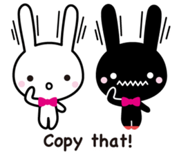 White rabbit and black rabbit (English) sticker #10894977