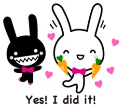 White rabbit and black rabbit (English) sticker #10894983