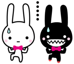 White rabbit and black rabbit (English) sticker #10894990