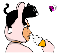 Cat & Rabbit Man sticker #10896201