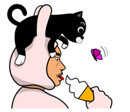 Cat & Rabbit Man sticker #10896202