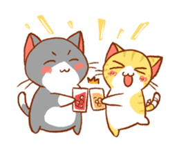 salmon cat and friend sticker #10905763