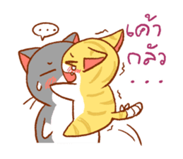 salmon cat and friend sticker #10905770