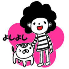 Stripe T-Shirt Afro Hair  No.2 sticker #10917953