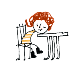 Girl of curly hair sticker #10933977