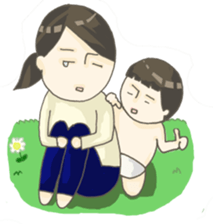 Days of pretty mom and bobbed hair baby sticker #10941362