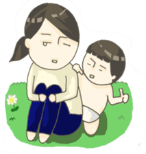 Days of pretty mom and bobbed hair baby sticker #10941362