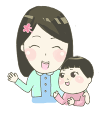 Days of pretty mom and bobbed hair baby sticker #10941367