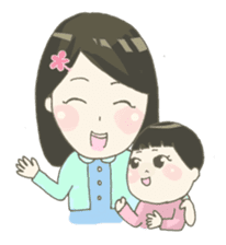 Days of pretty mom and bobbed hair baby sticker #10941367