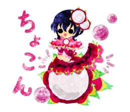 Sticker of fruits girl in pretty dresses sticker #10945859