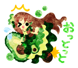 Sticker of fruits girl in pretty dresses sticker #10945861