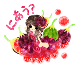 Sticker of fruits girl in pretty dresses sticker #10945873