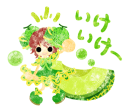 Sticker of fruits girl in pretty dresses sticker #10945875