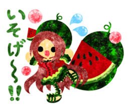 Sticker of fruits girl in pretty dresses sticker #10945877