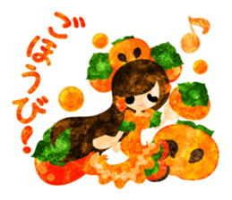 Sticker of fruits girl in pretty dresses sticker #10945884