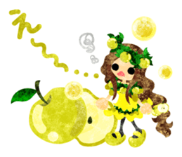 Sticker of fruits girl in pretty dresses sticker #10945885