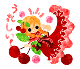 Sticker of fruits girl in pretty dresses sticker #10945886