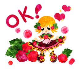Sticker of fruits girl in pretty dresses sticker #10945888