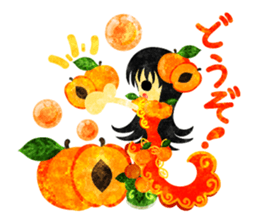 Sticker of fruits girl in pretty dresses sticker #10945891
