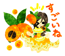 Sticker of fruits girl in pretty dresses sticker #10945895