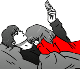 Manga couple in love 4 sticker #10974534