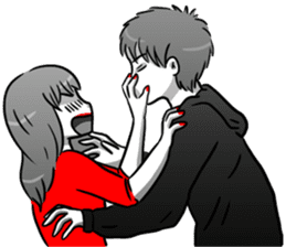 Manga couple in love 4 sticker #10974546